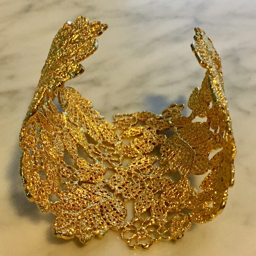 Stella & Dot Gold Lace Cuff Bracelet